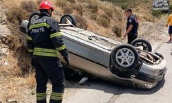 Bodrum'da korkutan kaza: Kontrolden çıkan otomobil takla attı!