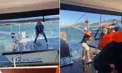 İzmir'de denizin ortasında panik: Teknenin dümen kolu koptu, su aldı!
