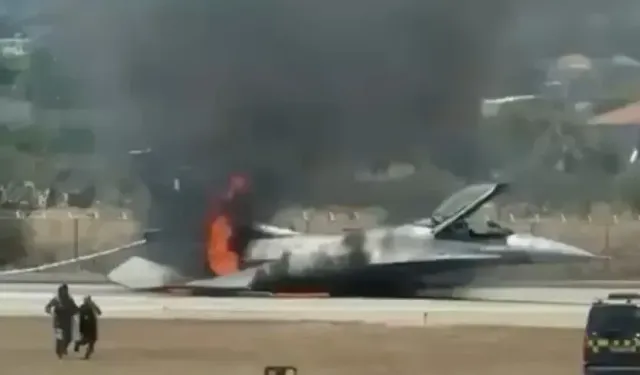 Yunan F-16'sı acil iniş yaptı: Havada alev aldı!