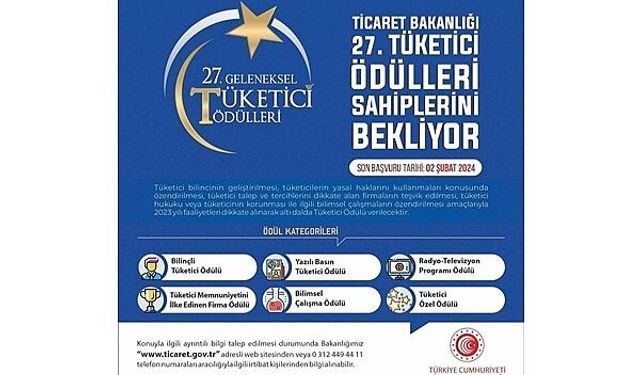 27. Tüketici Ödülleri'ne başvurular başladı