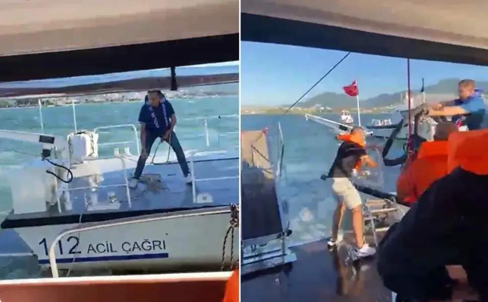 İzmir'de denizin ortasında panik: Teknenin dümen kolu koptu, su aldı!