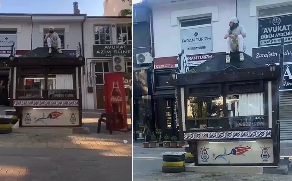 Kütahya'da büfe kaldırma gerginliği: Esnaf kendini zincirledi!