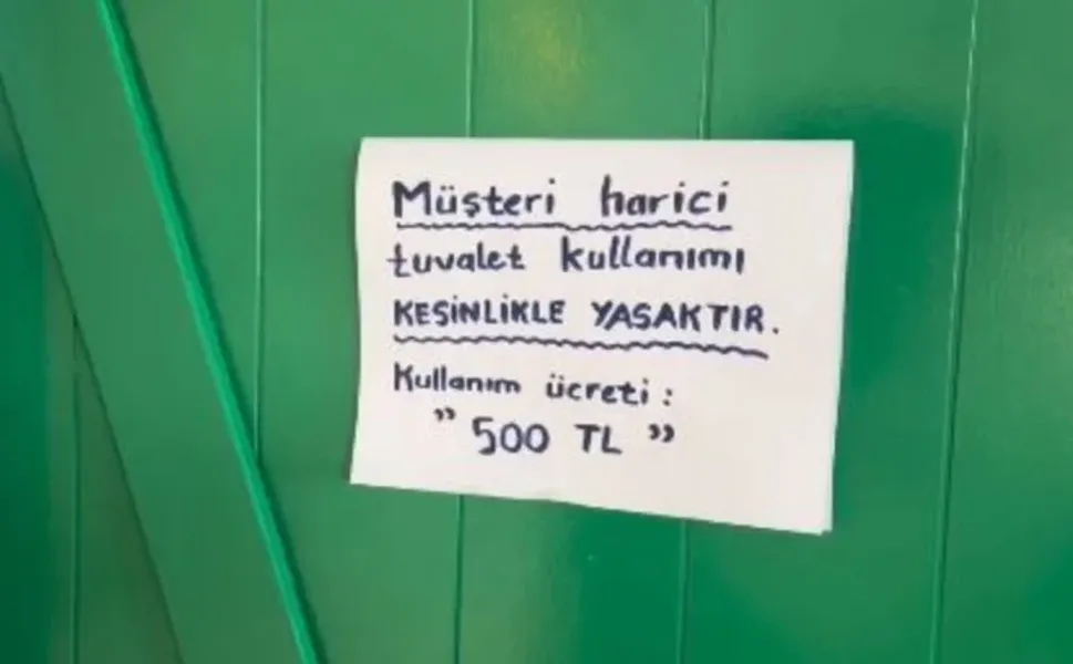 Muğla'da işletmenin tuvaletine asılan yazı gündem oldu: Müşteri harici kullanım 500 TL!